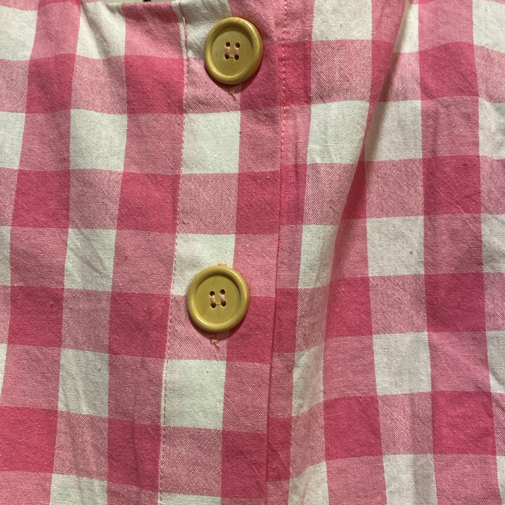 entro Pink and White Gingham Ruffle Sleeve Blouse - Picture 3 of 6